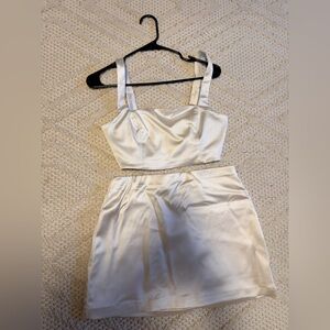 Abercrombie & Fitch White Satin Two Piece Set